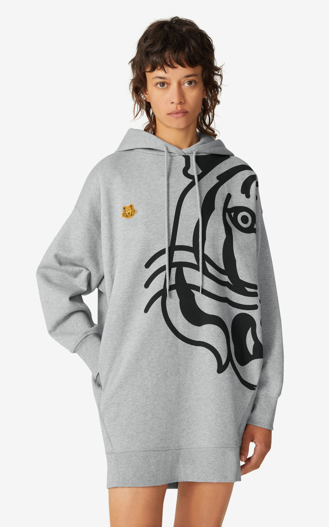 Kenzo K Tiger oversized hooded sweatshirt Elbise Bayan Gri | 2847-EWYBI